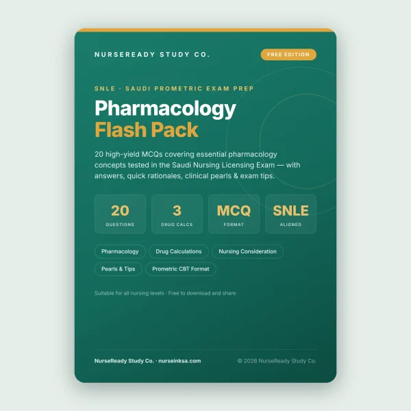 Pharmacology Flash Pack — FREE Saudi Prometric Prep
